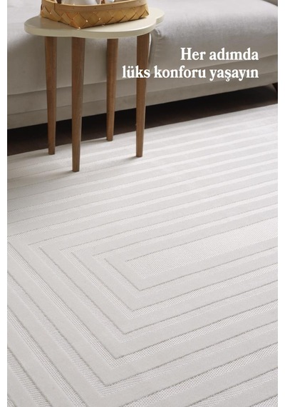 Sisal Krem Oturma Odası Halısı Kolay Temizlenebilir Yumuşak Dokulu Ve Kaymaz Taban Şık Salon Halısı Cream