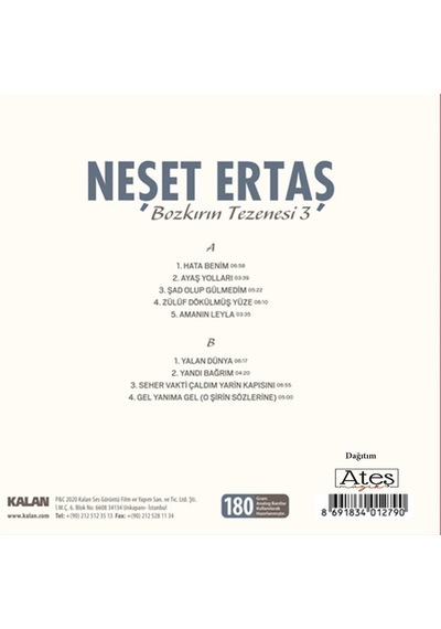 Neşet Ertaş Bozkırın Tezenesi 3 Lp Plak