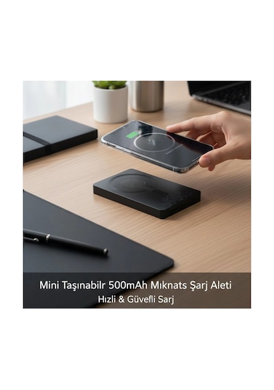 Magnetic Wireless Powerbank 5000mah Manyetik Kablosuz Hızlı Şarj siyah