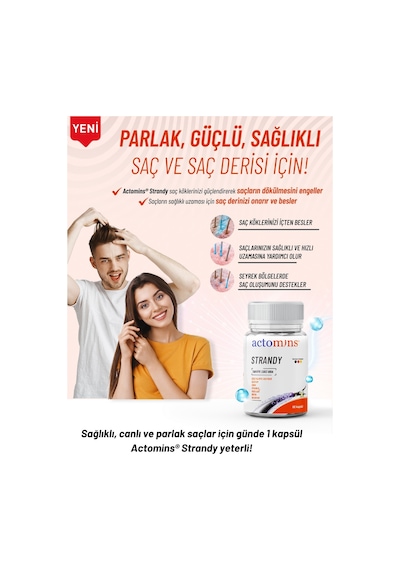 Actomins Strandy Saç Dökülmesine Karşı Takviye Edici Gıda 60 Kapsül