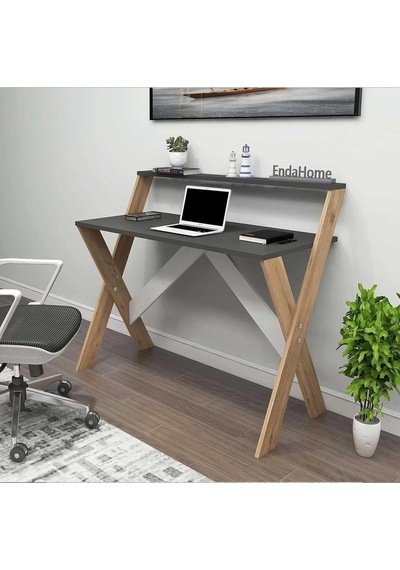 Reyo Home Enda X Ayaklı Raflı Ders Çalışma Masası 50x90 Cm Çam - Antrasit Diğer