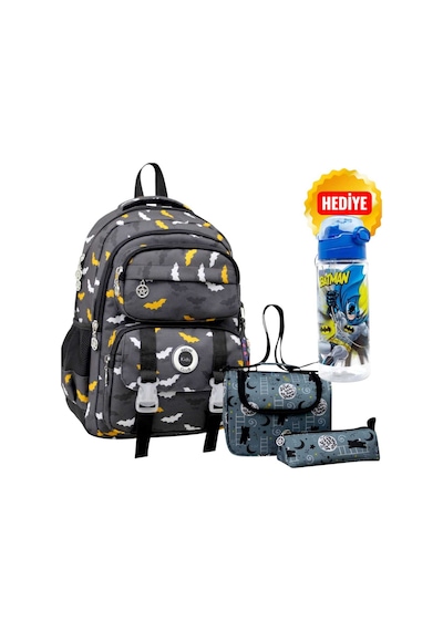 Kids Okul Çantası , Beslenme Çantası , Kalemlik - Anahtarlık & Suluk&matara Siyah Siyah