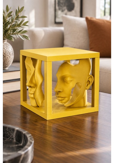 Soyut Çift Yüzlü Büst Figürlü Dekoratif Biblo - 16cm Büyük Boy 01531138