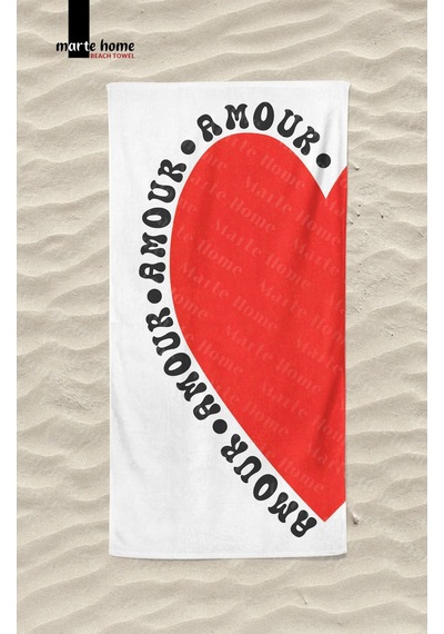 Marte Home Amour Baskılı Plaj Havlusu Kırmızı
