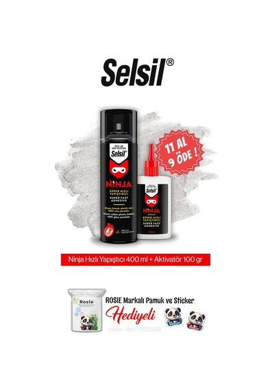Selsil Ninja Hızlı Yapıştırıcı Set, 11 Al 9 Öde Ve Rosie Pamuk 290 ML