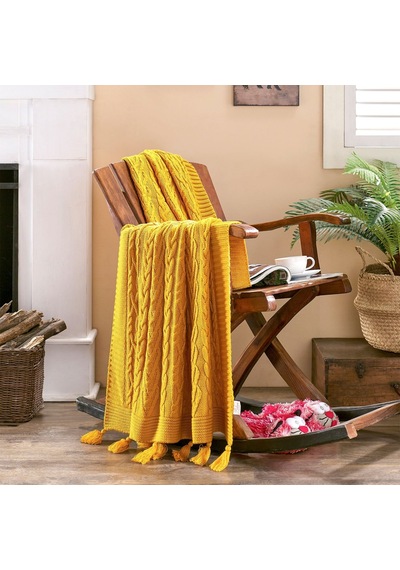 Betires Home Ta13002 Örgü Koltuk Şalı Hardal