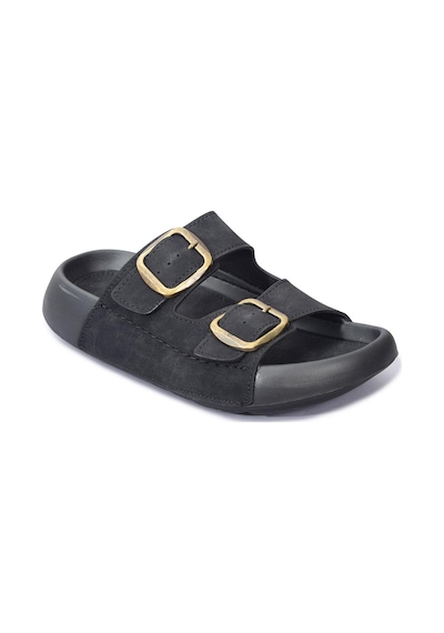 Qramed Orthopedix Çift Bantlı Tokalı Unisex Spor Terlik Qr25100 Siyah