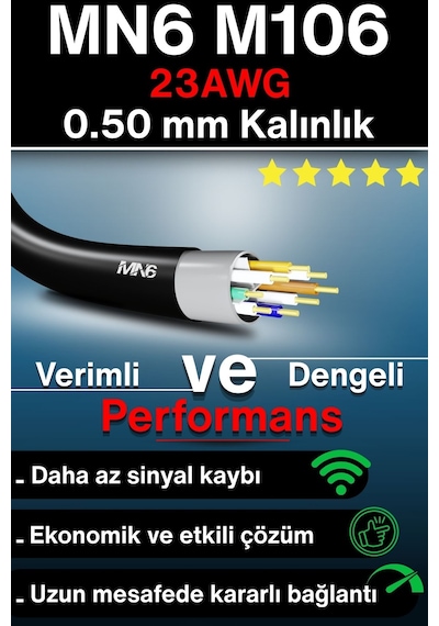 MN6 M106 100 metre ethernet kablo/UTP 0.50mm Cat6 Iki Kat Korumalı/Dış Mekan/100 Metre Cat6 kablo