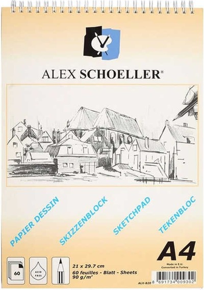 Alex Schoeller Spiralli Dik Eskiz Blok A4 60 Yaprak 90 Gr