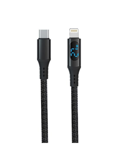 Cr17 İ-phone İle Uyumlu Pd27w Hızlı Şarj Kablosu Asla Kopmaz Örgü Kablo Led Ekranlı Type-c'den Lighting Kablo 1 Metre -
