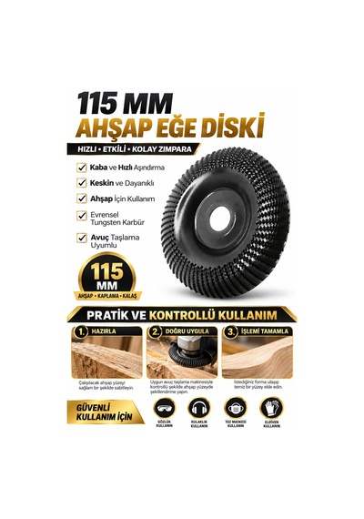 Ahşap Eğe Diski 115 Mm Tungsten Karbür Ahşap İşleme
