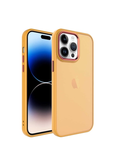 Apple Uyumlu iPhone 14 Pro Max Uyumlu Buzlu Sert Pc Zore May Kapak-turuncu -
