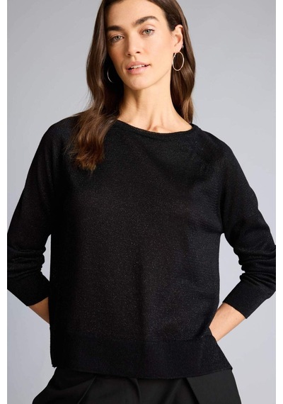 Defacto - Regular Fit Bisiklet Yaka Triko Kazak C6818AX24WN Siyah