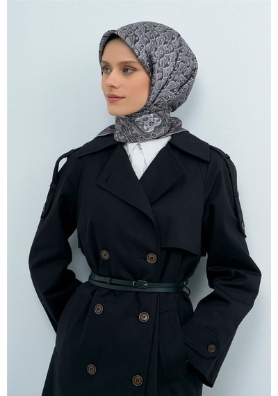 Armine İpek Eşarp 2026 Yaz - 9518-01 Füme Twill