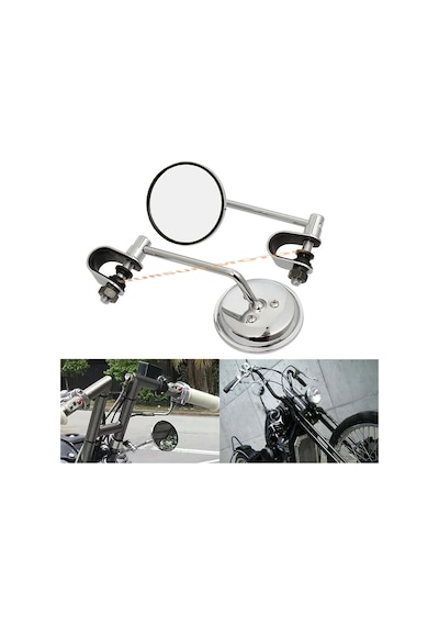 Motosiklet Chopper Kör Nokta Aynası Nikel Takım