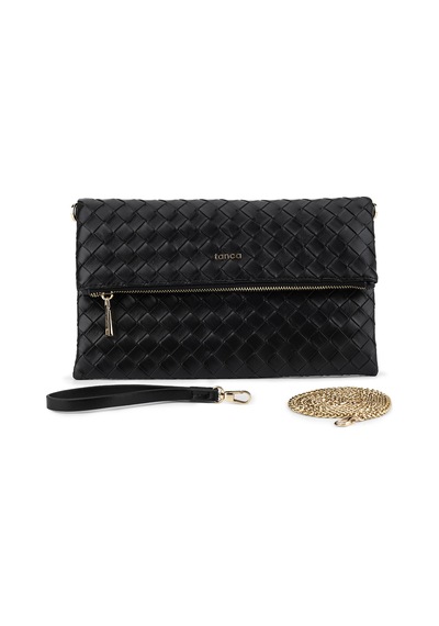Tamer Tanca Kadın Suni Deri Siyah Clutch Çanta 921 7482-b Bn Cnt Sk26-27 Sıyah Orgu