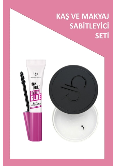 Golden Rose Max Hold Brow Glue Şeffaf Kaş Sabitleyici + Long Wear Finishing Powder Seti