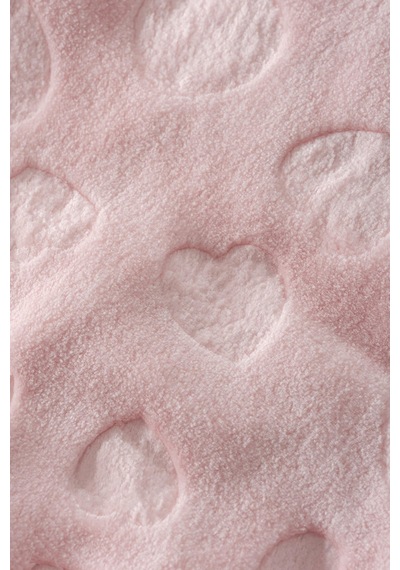 Amore Emboss Kabartmalı Kalpli Tek Kişilik Battaniye 160x220 Cm Pudra