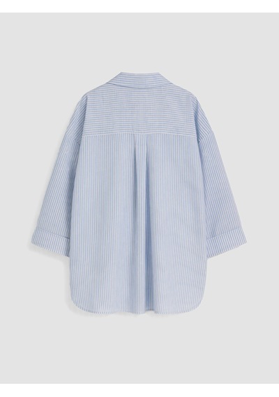 Lcw Comfort Mavi Çizgili Oversize Kadın Gömlek