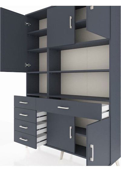 Arges Dolap 9 Raflı 5 Çekmeceli 5 Kapaklı 132x30x195 Antrasit-antrasit/antrasit Antrasıt/antrasıt Arges Dolap 9 Raflı 5 Çekmeceli 5 Kapaklı 132x30x195 Antrasit-antrasit/antrasit Antrasıt/antrasıt