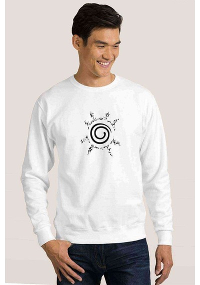 Shiki Fujin Baskılı Beyaz Erkek Örme Sweatshirt