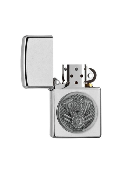 Zippo Motor V-twin Engine Emblem Dizayn Çakmak Gri