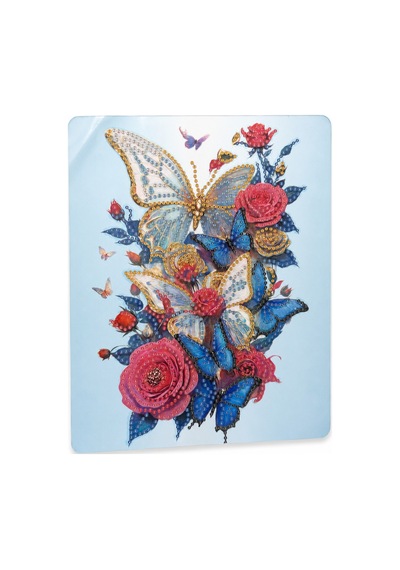 5d Elmas Taş İşleme Kiti Tablo 21x25 Cm Kelebek Ve Gül Desenli Diamond Painting