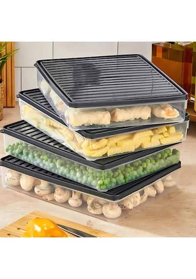 Bigmate 2'li Şeffaf Saklama Kabı 2x2,5 Lt Bgmt2225 Mikrodalga Buzdolabı Ve Dondurucu Uyumlu Düzenleyici Siyah