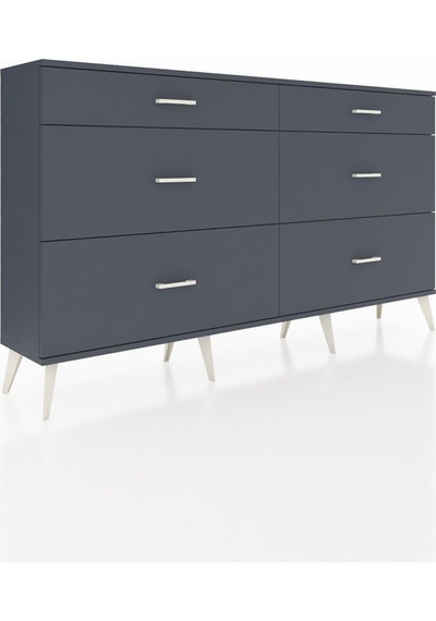Arges Konsol 6 Çekmeceli 176x30x99 Antrasit-antrasit Antrasit-antrasit
