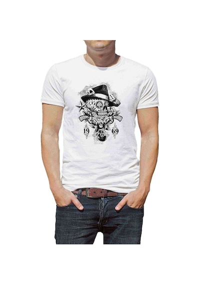 Gamblıng Zar 1969 Baskılı Beyaz Erkek Tshirt