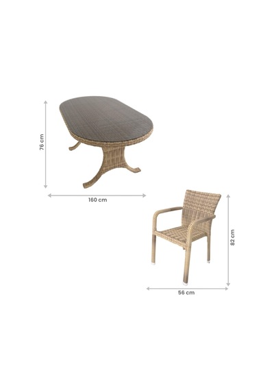Sunsire 90x160 Rattan Bahçe Masa Takımı Rehome
