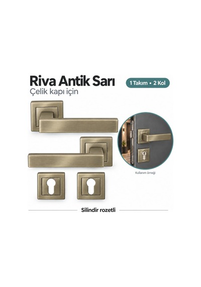 Riva Antik Sarı Yale Çelik Kapı Kolu