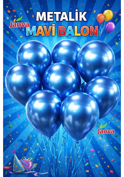 100 Adet Metalik Parlak Büyük Boy Balon Parti Doğum Günü Açılış Süsleme Kutlama Lacivert
