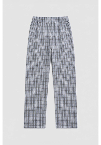 Markapia Erkek Ekose Desen %100 Pamuk Pijama Altı Mavi