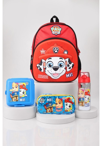 X Dekomus Lisanslı Paw Patrol Marshall 35 Cm Küçük Boy Anaokul Çantası,kalem Çantası,beslenme Kabı,matara Seti Açık Gri