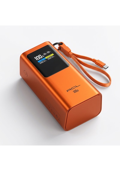 100w Pd Hızlı Şarj Powerbank 20.000mah Type-c Laptop Destekli Taşınabilir Şarj Cihazı, Alüminyum Gövde, Dijital Göstergeli Turuncu