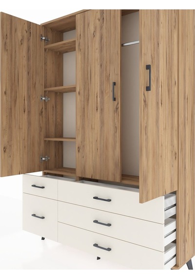 Arges Dolap 5 Raflı 5 Çekmeceli Tek Askılı 132x30x195 Çam-çam... Çam Arges Dolap 5 Raflı 5 Çekmeceli Tek Askılı 132x30x195 Çam-çam... Çam