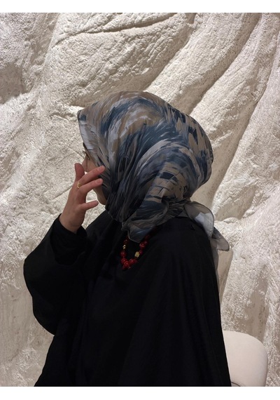 Qalortex Scarf Pamuklu Soft Lara Desen Eşarp-gri