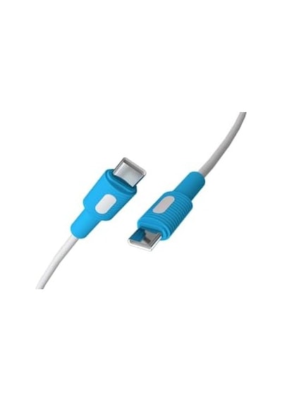 Type C-c Power Delivery Hızlı Şarj Kablosu, Beyaz Kablo, Beyaz/mavi Uçlar 120 Cm