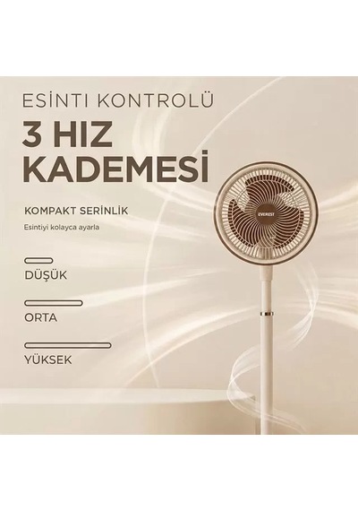 Hubrendy Sh Everest Fan13 Olympos Air Krem/gold 10" 80w 3 Hız Kademeli 2000rpm Çift Motorlu Retro Va