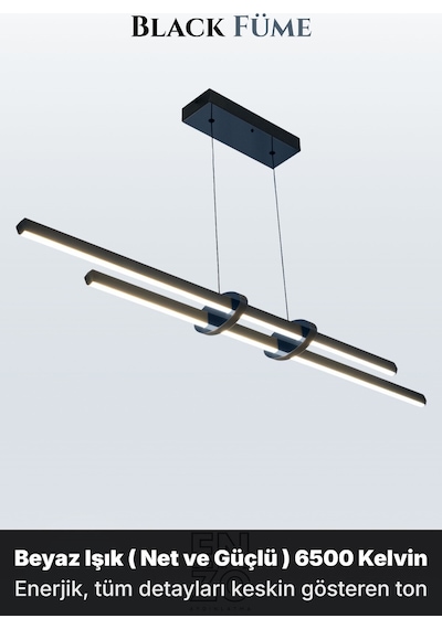 Cosmo 2 Füme Lineer Led Sarkıt Avize Kumandalı Dim Edilebilir Aşağı Işık Beyaz Işık