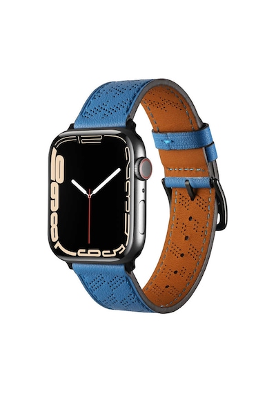 Watch 7 41mm Uyumlu Krd-76 Pu Deri Kordon Strap Kayış Mkst- Mavi