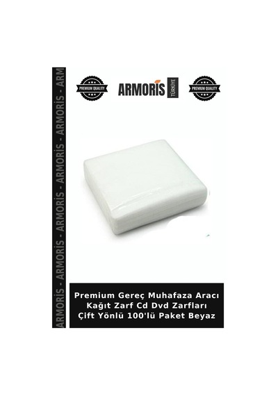 Premium Gereç Muhafaza Aracı Kağıt Zarf Cd Dvd Zarfları Çift Yönlü 100'lü Paket Beyaz