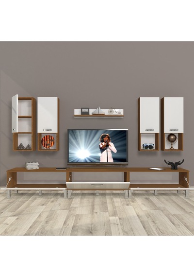 Decoraktiv Eko 8da Slm Krom Ayaklı Tv Ünitesi Tv Sehpası - Ceviz Beyaz Ahşap - Beyaz Decoraktiv Eko 8da Slm Krom Ayaklı Tv Ünitesi Tv Sehpası - Ceviz Beyaz Ahşap - Beyaz