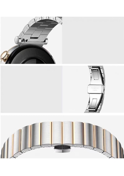 Huawei Watch Gt4 41mm İle Uyumlu Renk Detaylı 18mm Paslanmaz Çelik Metal Kordon Kayış