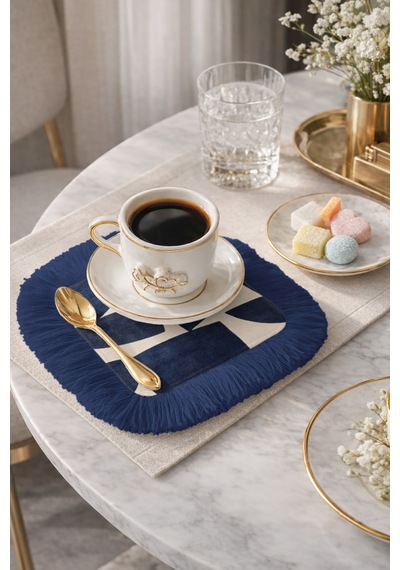 Geometrik Lüks Saçaklı Sunum Peçetesi - Soyut Modern Lacivert Krem Desenli Kahve Sunum Mendili Canlı Toprak Taş Geometrik Lüks Saçaklı Sunum Peçetesi - Soyut Modern Lacivert Krem Desenli Kahve Sunum Mendili Canlı Toprak Taş