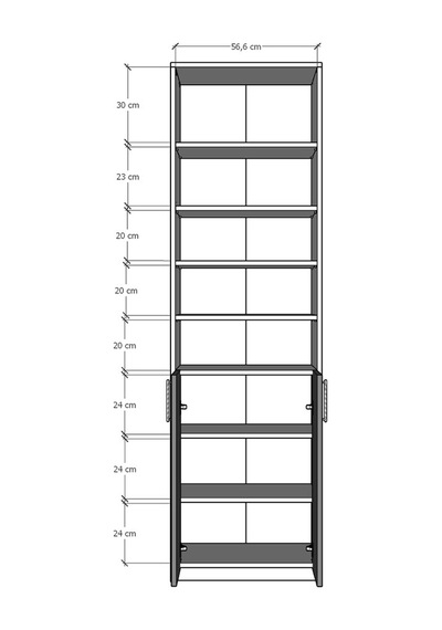 Asra Trend K-37 %100 MDF 60 cm Kapaklı Kitaplık Raflı Ofis Dosya Dolabı Retro Taş