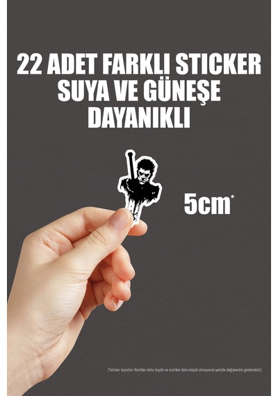 Berserk Anime Telefon Laptop Bullet Journal Yapışkanlı Folyo Sticker Paketi 22 Adet Çok Renkli