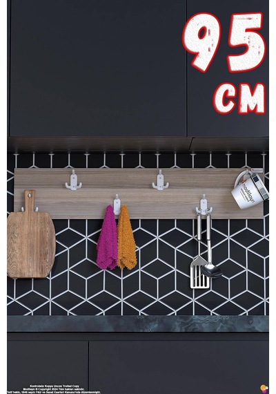 Geyik 18 Kancalı Mutfak Askısı 3'lü Set 81,4x9,6 Cm - Şık Tasgeyikm, Çok Amaçlı Düzenleyici Ve Yer Tasarrufu Beyaz