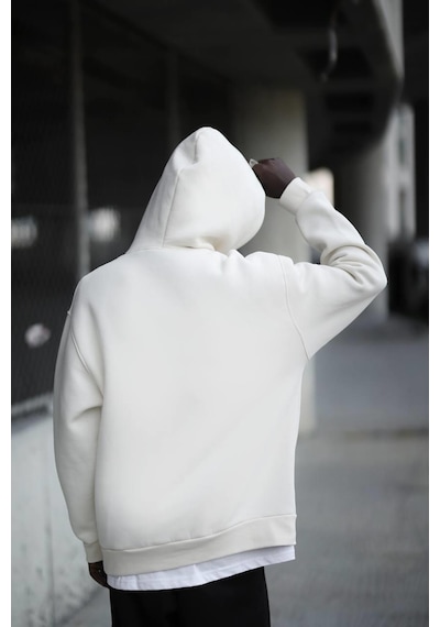 Kapşonlu 3 İplik Kalın İçi Polarlı Oversize Kangru Cepli Erkek Sweatshirt 001
